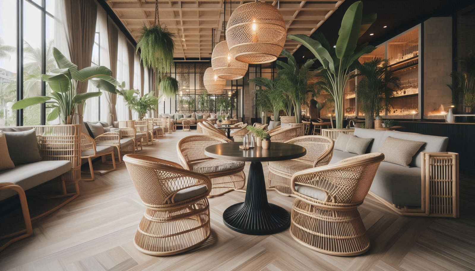 All-weather, indoor and outdoor furniture handcrafted from Natural Cane Rattan. Custom-made for homes, hotels, cafes, restaurants. Available at Trinity Crafts