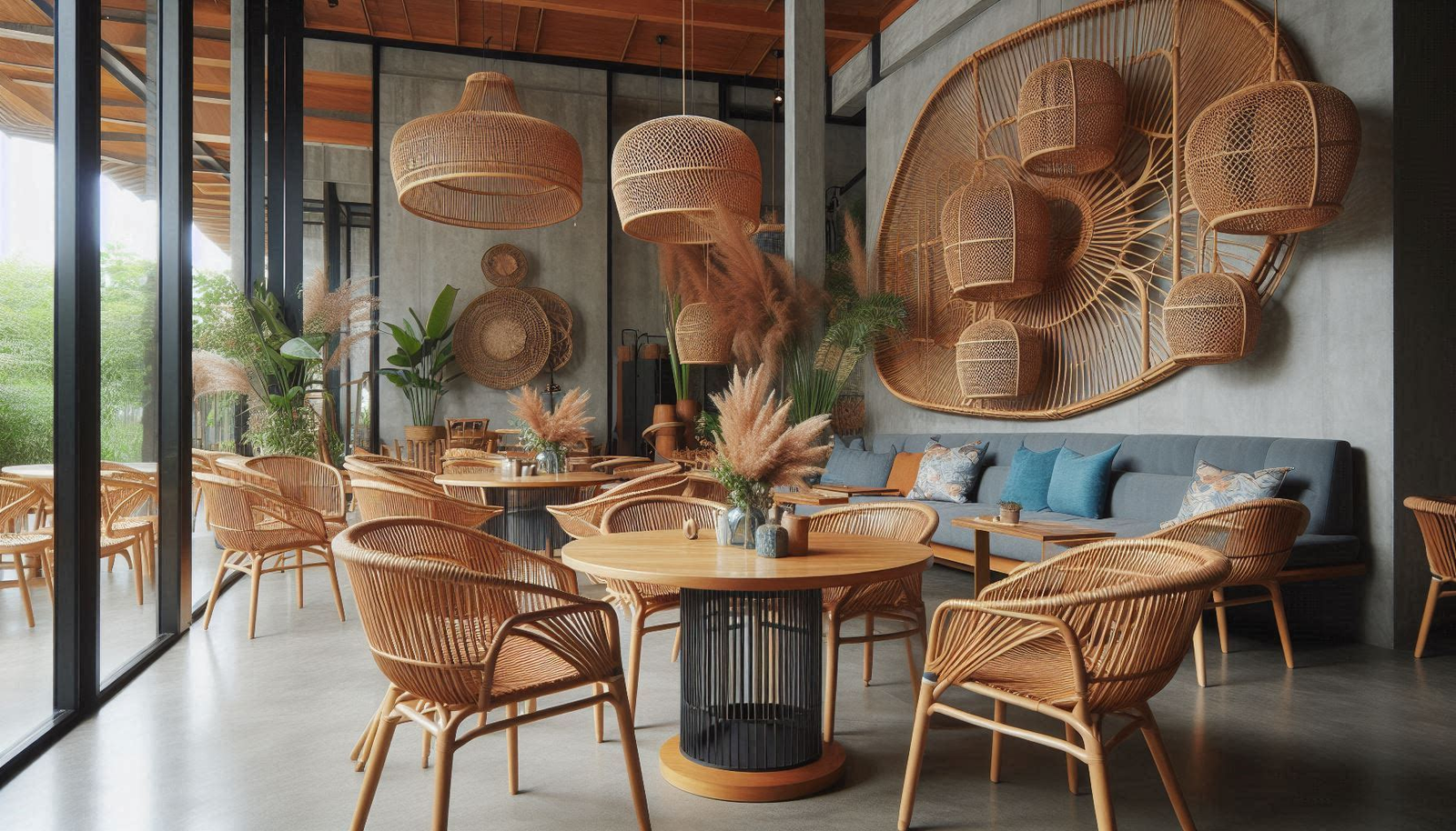 All-weather, indoor and outdoor furniture handcrafted from Natural Cane Rattan. Custom-made for homes, hotels, cafes, restaurants. Available at Trinity Crafts