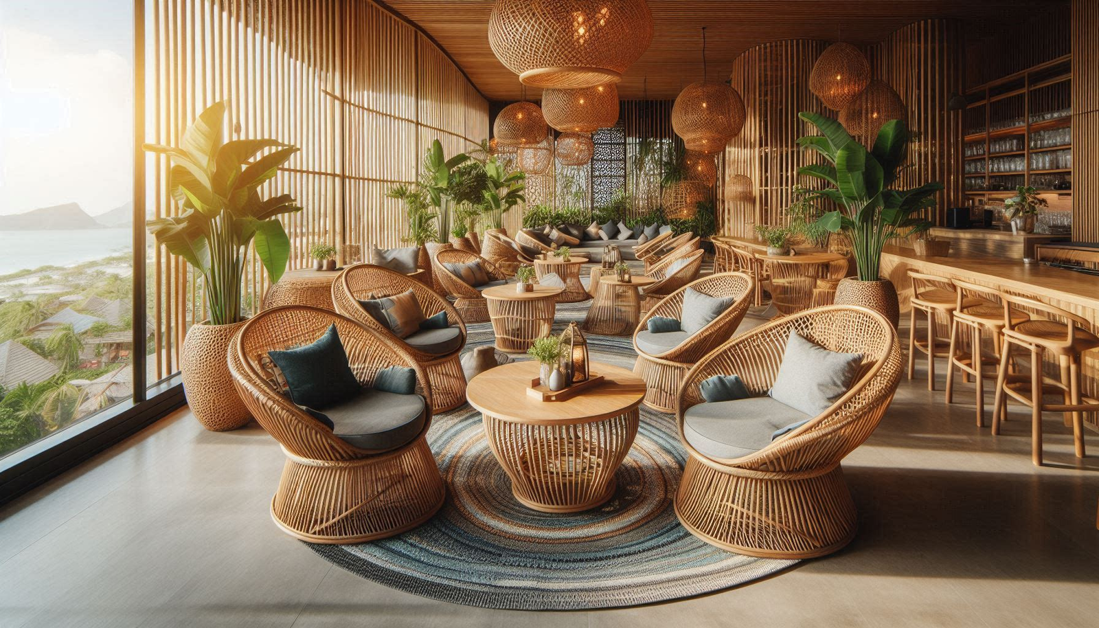 All-weather, indoor and outdoor furniture handcrafted from Natural Cane Rattan. Custom-made for homes, hotels, cafes, restaurants. Available at Trinity Crafts