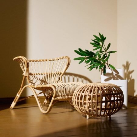 Chair footrest handcrafted from Natural Cane Rattan
