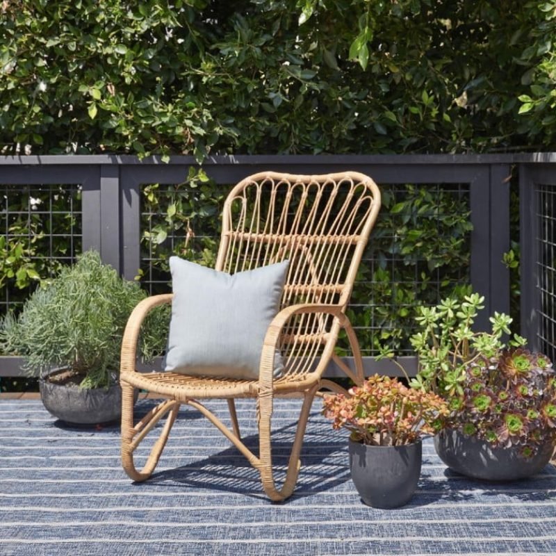 Lawn chair handcrafted from Natural Cane Rattan. Available at Trinity Crafts