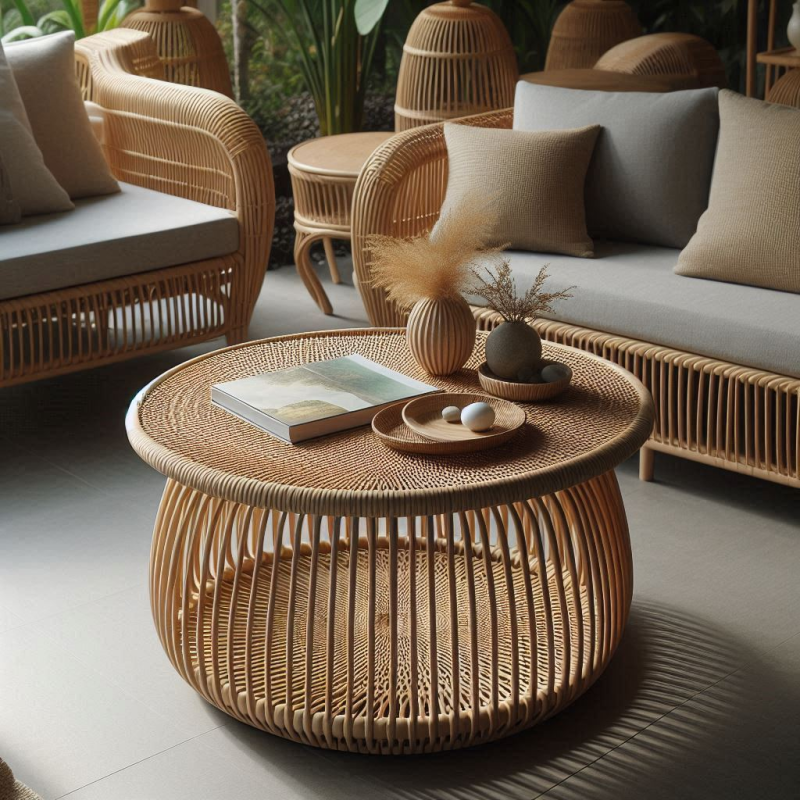 Elegant Tables handcrafted from Natural Cane Rattan. Available at Trinity Crafts