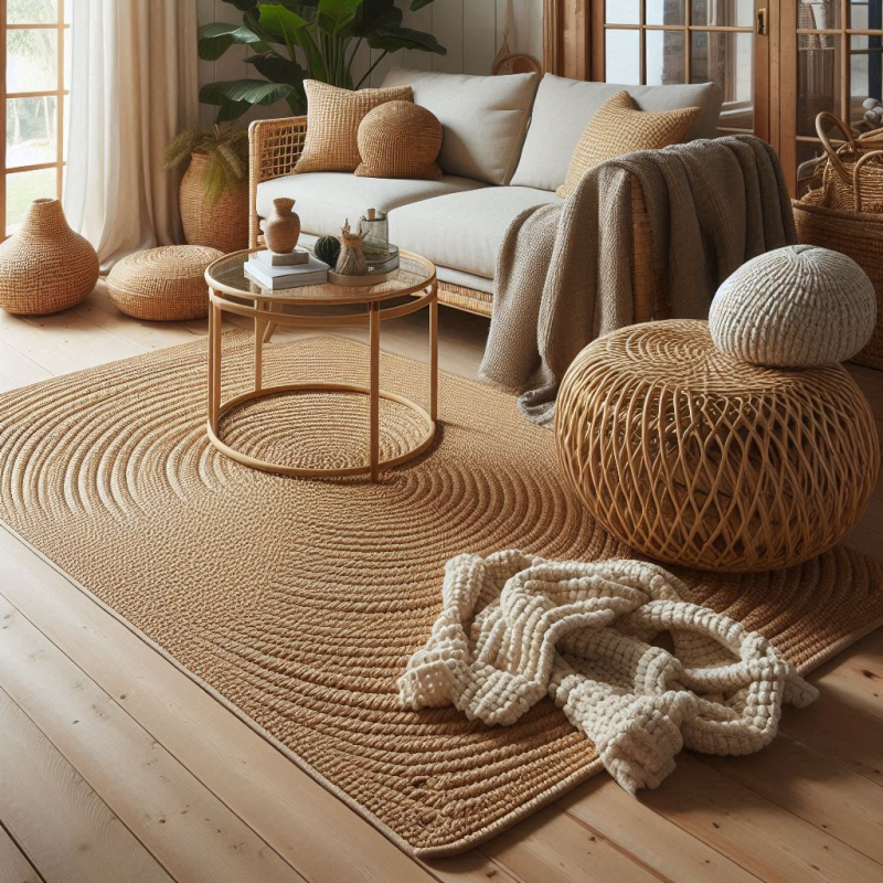 Rugs and other articles handcrafted from standalone Jute and in combination with Chindi, Cotton ropes, and Denim. Available at Trinity Crafts.