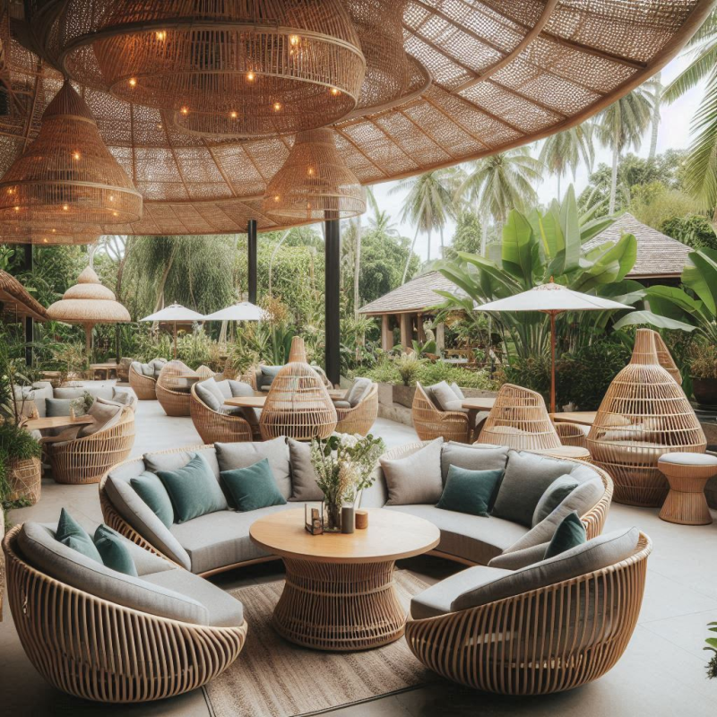 All-weather, indoor and outdoor furniture handcrafted from Natural Cane Rattan. Custom-made for homes, hotels, cafes, restaurants. Available at Trinity Crafts